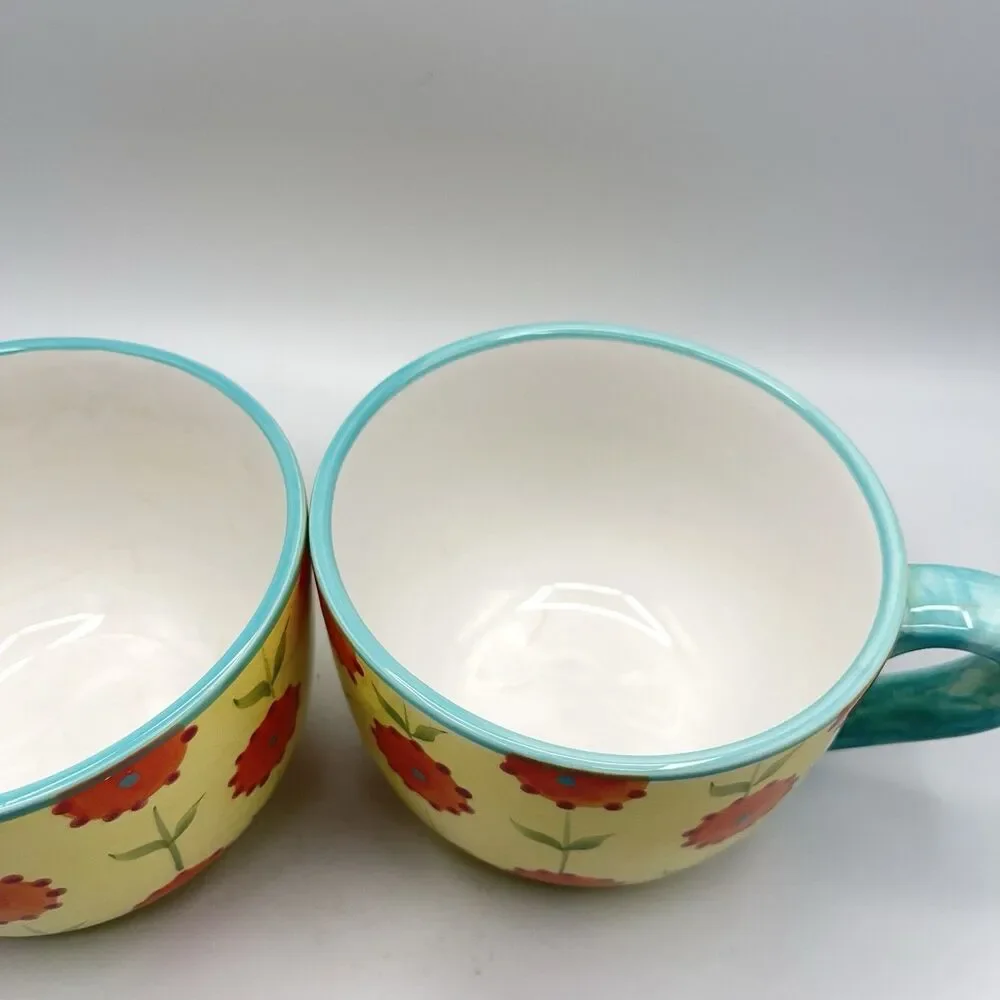 CRATE & BARREL - CERAMIC FLORAL ~ Set Of 2